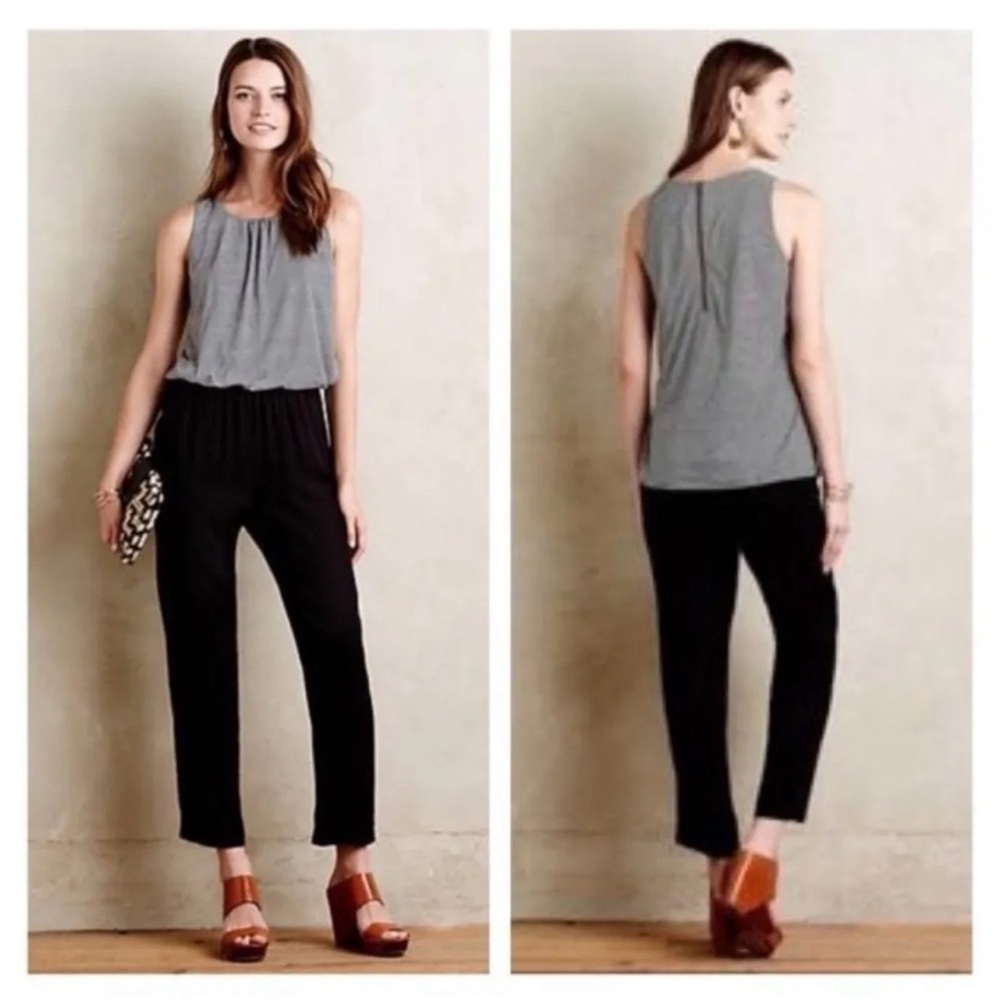 Anthropologie Elevenses Women's Jumpsuit Romper Black/gray Sleeveless Sz Small - Picture 2 of 5